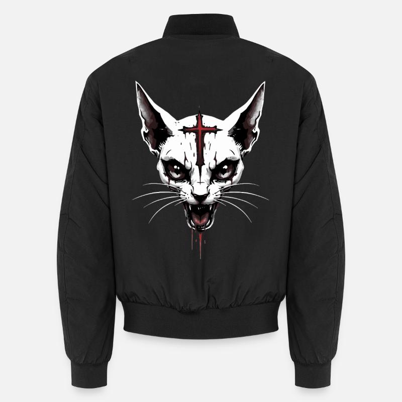 Sphynx Chat Gothique Croix Sinistre Occulte Satanique Bomber unisexe