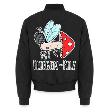 Fliegenpilz - Halb Fliege halb Pilz - Unisex Bomberjacke - Schwarz - Hinten - AI Model Male 185 light (185cm)