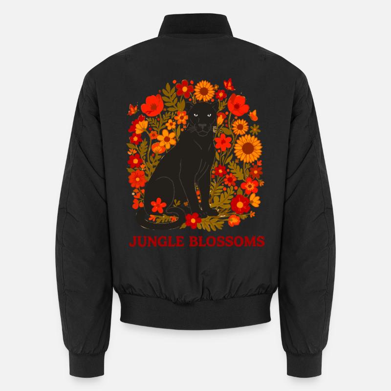 Panthère Noire et Jungle Fleurs botanique Bomber unisexe