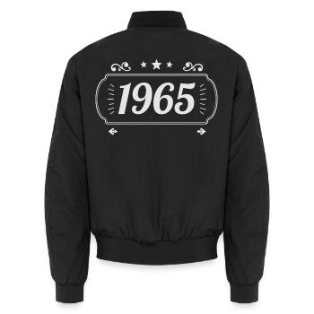 Vintage 1965 Retro Anniversary 1965 - Unisex Bomber Jacket - black - Back - AI Model Male 185 light (185cm)
