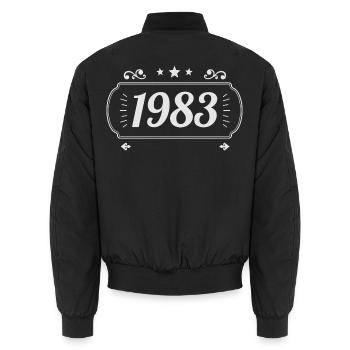 Vintage 1983 Retro-Jubiläum 1983 - Unisex Bomberjacke - Schwarz - Hinten - AI Model Male 185 light (185cm)