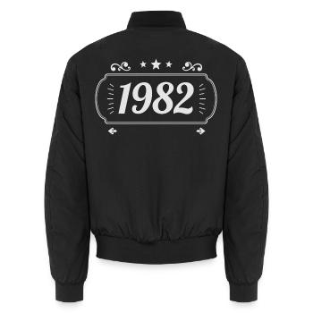 Vintage 1982 Rétro Anniversaire 1982  - Bomber unisexe - noir - Dos - AI Model Male 185 light (185cm)