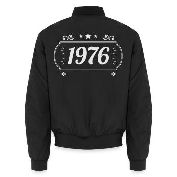 Vintage 1976 Rétro Anniversaire 1976  - Bomber unisexe - noir - Dos - AI Model Male 185 light (185cm)