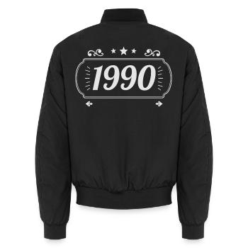 Vintage 1990 Rétro Anniversaire 1990  - Bomber unisexe - noir - Dos - AI Model Male 185 light (185cm)