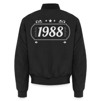 Vintage 1988 Retro Anniversary 1988 - Unisex Bomber Jacket - black - Back - AI Model Male 185 light (185cm)