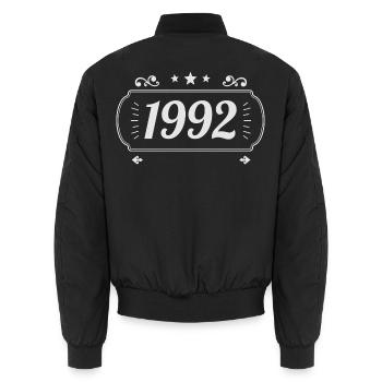 Vintage 1992 Rétro Anniversaire 1992  - Bomber unisexe - noir - Dos - AI Model Male 185 light (185cm)