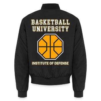 Université de basketball : Institut de Défense - Bomber unisexe - noir - Dos - AI Model Male 185 light (185cm)