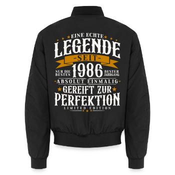 Jahrgang 1986 geboren Legenden Geburtstag Geschenk - Unisex Bomberjacke - Schwarz - Hinten - AI Model Male 185 light (185cm)