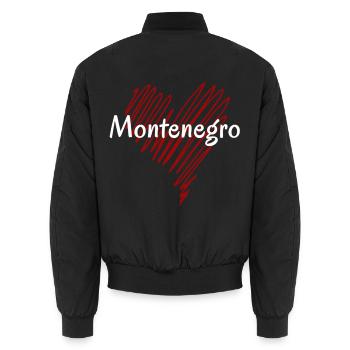 J’aime le Monténégro, cœur Montenegro - Bomber unisexe - noir - Dos - AI Model Male 185 light (185cm)