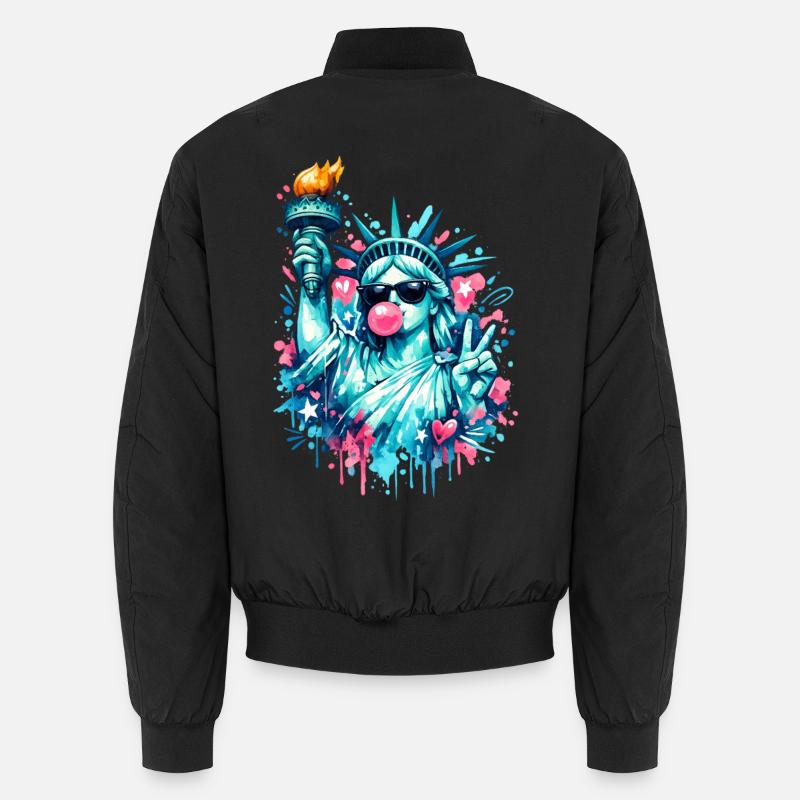 Coole Freiheitsstatue mit Sonnenbrille & Kaugummi Unisex Bomberjacke