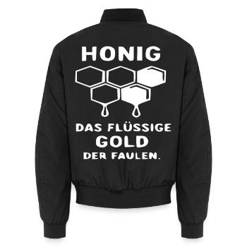 Honigwaben Tropfendes Gold - Unisex Bomberjacke - Schwarz - Hinten - AI Model Male 185 light (185cm)