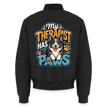 Cardiganwelshcorgi - Unisex Bomber Jacket - black - Back - AI Model Male 185 light (185cm)