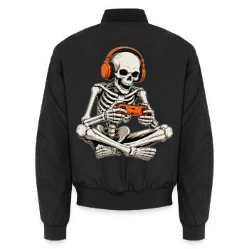 Gaming Skeleton mit Controller - Unisex Bomberjacke - Schwarz - Hinten - AI Model Male 185 light (185cm)