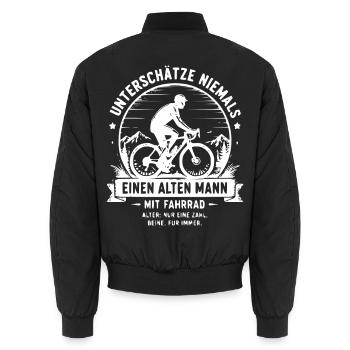 Alten Mann auf Fahrrad Silhouette - Unisex Bomberjacke - Schwarz - Hinten - AI Model Male 185 light (185cm)
