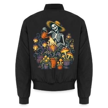 Das Skelett gießt seine Giftpflanzen - Unisex Bomberjacke - Schwarz - Hinten - AI Model Male 185 light (185cm)