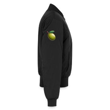 Illustration of Olive Verte Nature - Unisex Bomber Jacket - black - Right - AI Model Male 185 light (185cm)