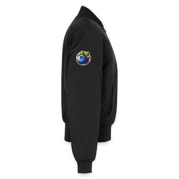 Helle Blaubeeren und grüne Blätter - Unisex Bomberjacke - Schwarz - Rechts - AI Model Male 185 light (185cm)