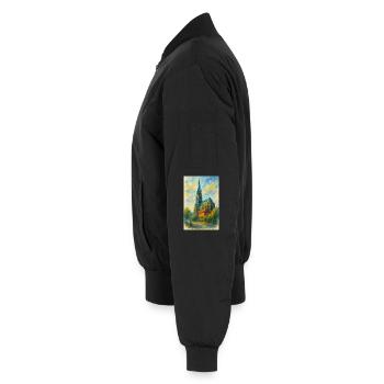 Gothic church in impressionist style - Unisex Bomber Jacket - black - Left - AI Model Male 185 light (185cm)