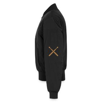 Cross drumsticks with drum pattern - Unisex Bomber Jacket - black - Left - AI Model Male 185 light (185cm)