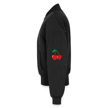 Cherry Pair in Red-Green Style - Unisex Bomber Jacket - black - Left - AI Model Male 185 light (185cm)