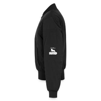 Spruch 7 mit Pferd 1 weiß - Unisex Bomberjacke - Schwarz - Links - AI Model Male 185 light (185cm)