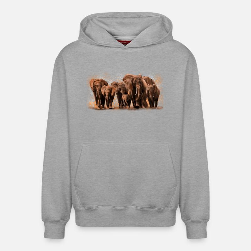 Eléphants - Sweat à capuche unisexe décontracté en coton biologique – de SPREAD - gris chiné