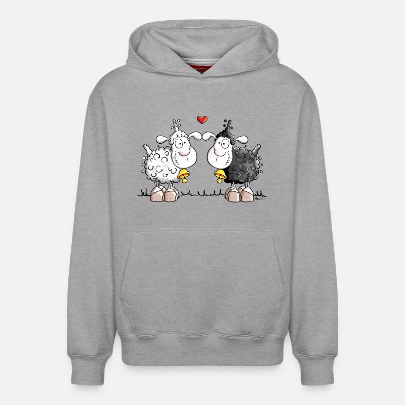 Moutons dans l'amour - Sweat à capuche unisexe décontracté en coton biologique – de SPREAD - gris chiné