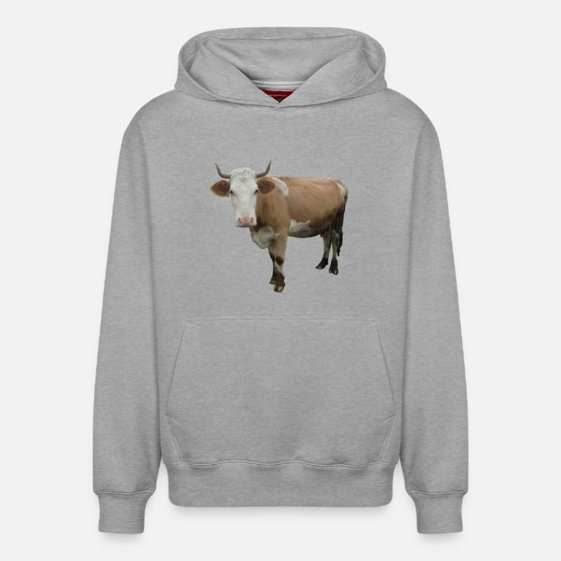 Vache - Sweat à capuche unisexe décontracté en coton biologique – de SPREAD - gris chiné