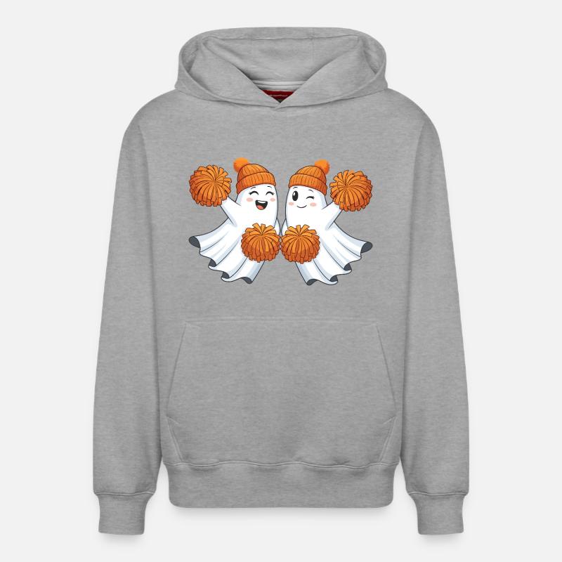 Fantômes mignons avec des pompons - Sweat à capuche unisexe décontracté en coton biologique – de SPREAD - gris chiné