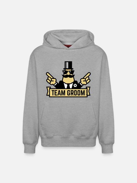 Team Groom (Pointing Stag Night Bachelor Party 3C) - Relaxed Unisex Organic Hoodie – by SPREAD - heather grey