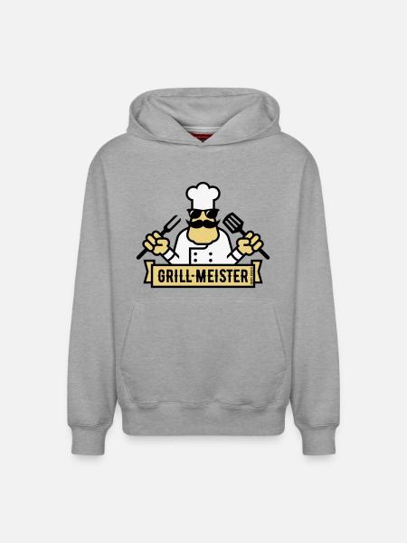 Grillmeister (Grilling / Barbecue / BBQ / 3C) - Relaxed Unisex Organic Hoodie – by SPREAD - heather grey