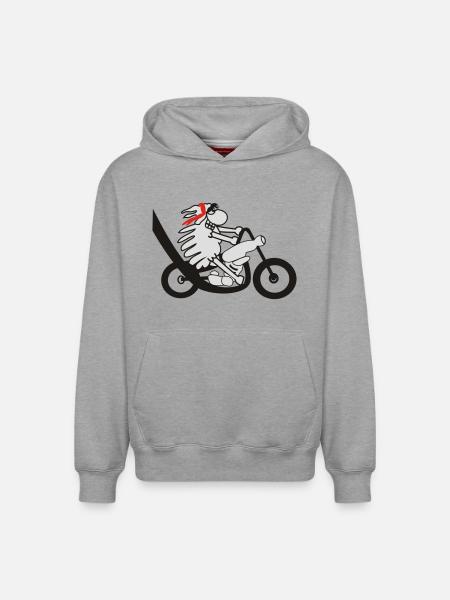 Motorradfahrer Schaf - Relaxed Unisex Organic Hoodie – von SPREAD - Grau meliert