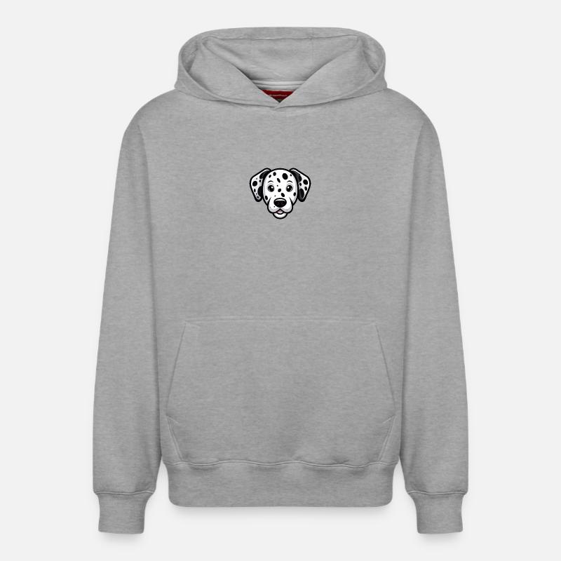 Dalmatiner Kopf im Comic Stil - Relaxed Unisex Organic Hoodie – von SPREAD - Grau meliert