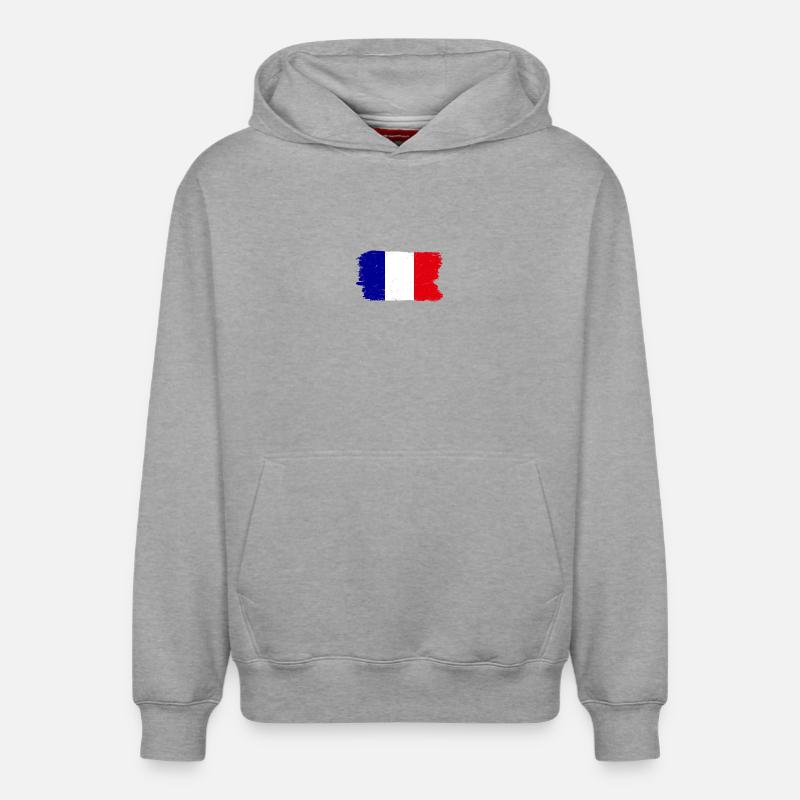 Bleu Blanc Rouge Pinceau Drapeau - Sweat à capuche unisexe décontracté en coton biologique – de SPREAD - gris chiné
