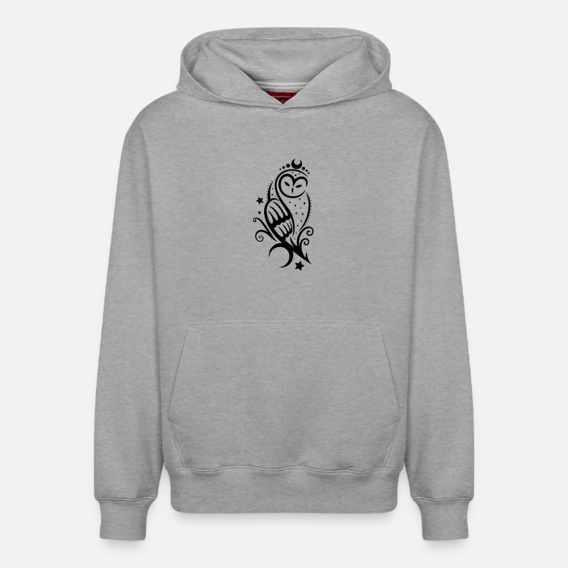Eule Schneeeule Tattoo - Relaxed Unisex Organic Hoodie – von SPREAD - Grau meliert