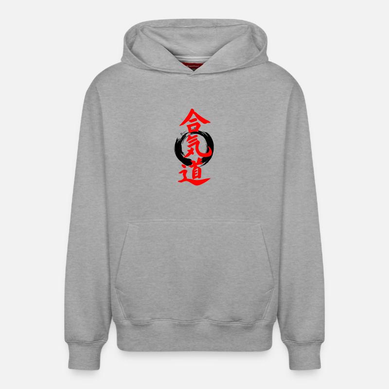 aïkido - Sweat à capuche unisexe décontracté en coton biologique – de SPREAD - gris chiné