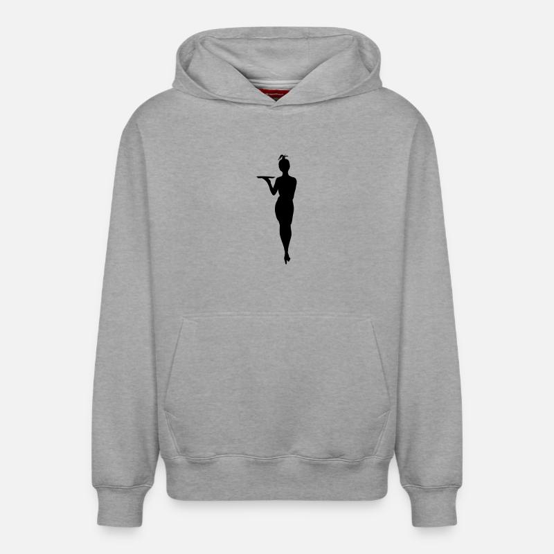 Herausfordernde Kellnerin mit Tablettschattenfigur - Relaxed Unisex Organic Hoodie – von SPREAD - Grau meliert