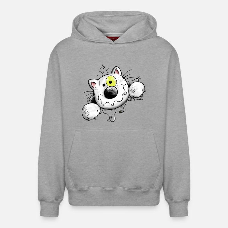 Crazy Cat - Sweat à capuche unisexe décontracté en coton biologique – de SPREAD - gris chiné