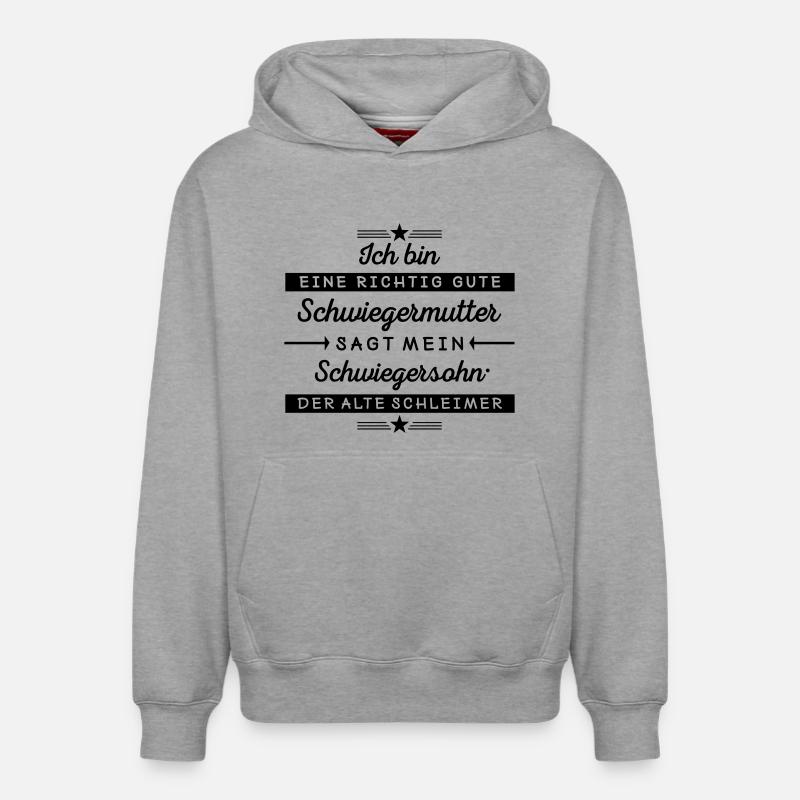 Ich bin eine gute Schwiegermutter  - Relaxed Unisex Organic Hoodie – von SPREAD - Grau meliert