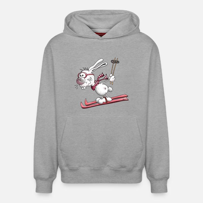 Ski Lapin - Sweat à capuche unisexe décontracté en coton biologique – de SPREAD - gris chiné