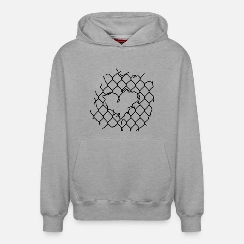 Maschendraht Herz - Relaxed Unisex Organic Hoodie – von SPREAD - Grau meliert