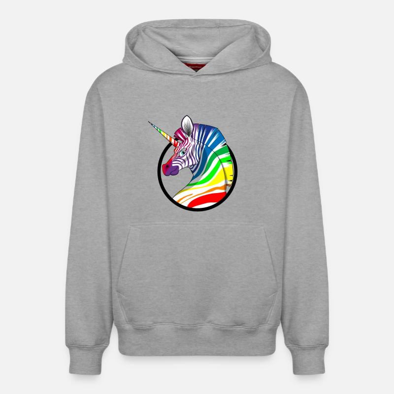 Regenbogen Einhorn Zebra - Relaxed Unisex Organic Hoodie – von SPREAD - Grau meliert