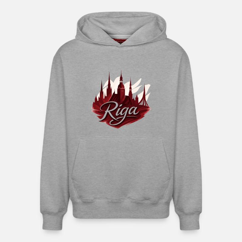 Riga Capitale Lettonie Baltique Cadeau - Sweat à capuche unisexe décontracté en coton biologique – de SPREAD - gris chiné