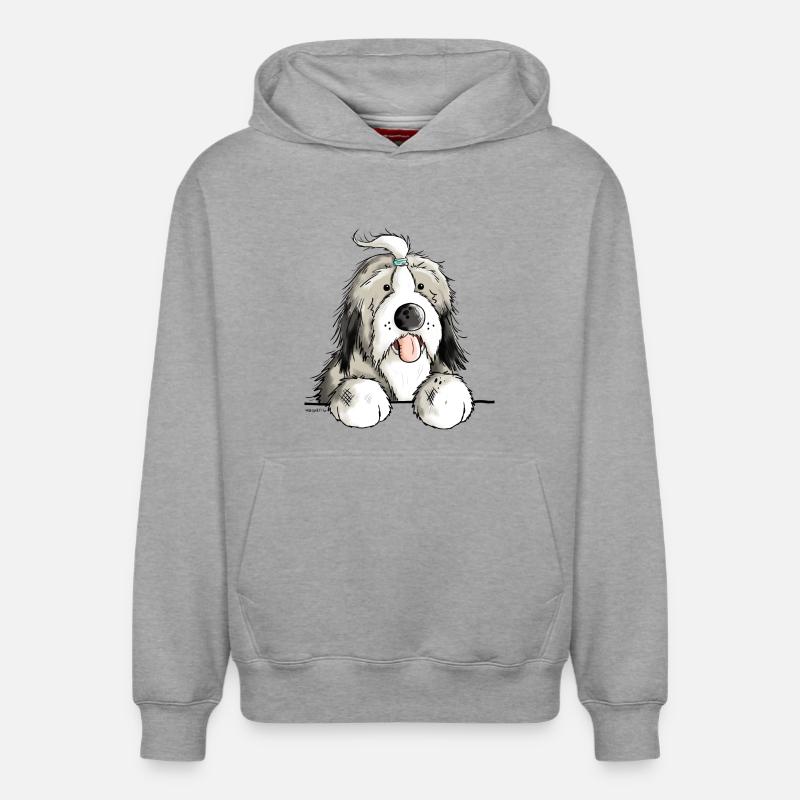 Happy Bearded Collie - Sweat à capuche unisexe décontracté en coton biologique – de SPREAD - gris chiné