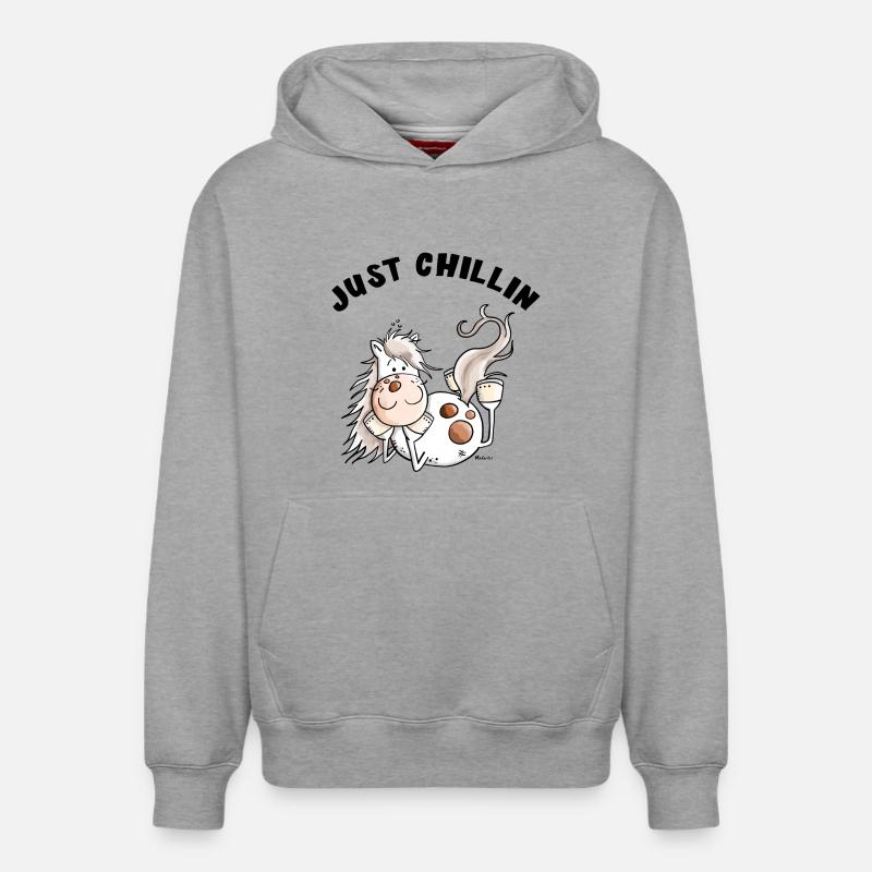 Chillendes Pferd - Comic - Pferde - Geschenk - Relaxed Unisex Organic Hoodie – von SPREAD - Grau meliert