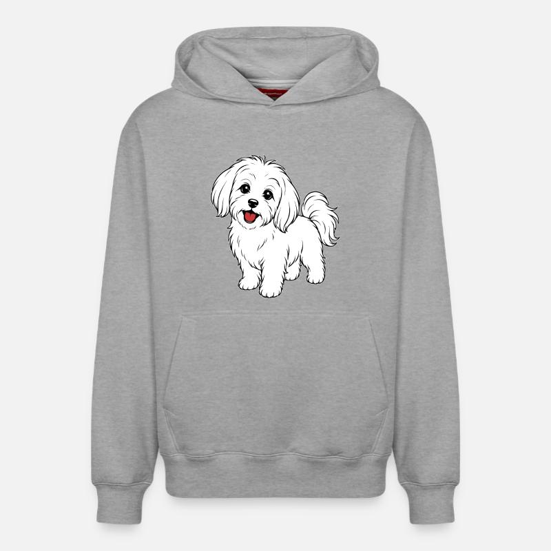 Blanc de chien maltis - Sweat à capuche unisexe décontracté en coton biologique – de SPREAD - gris chiné