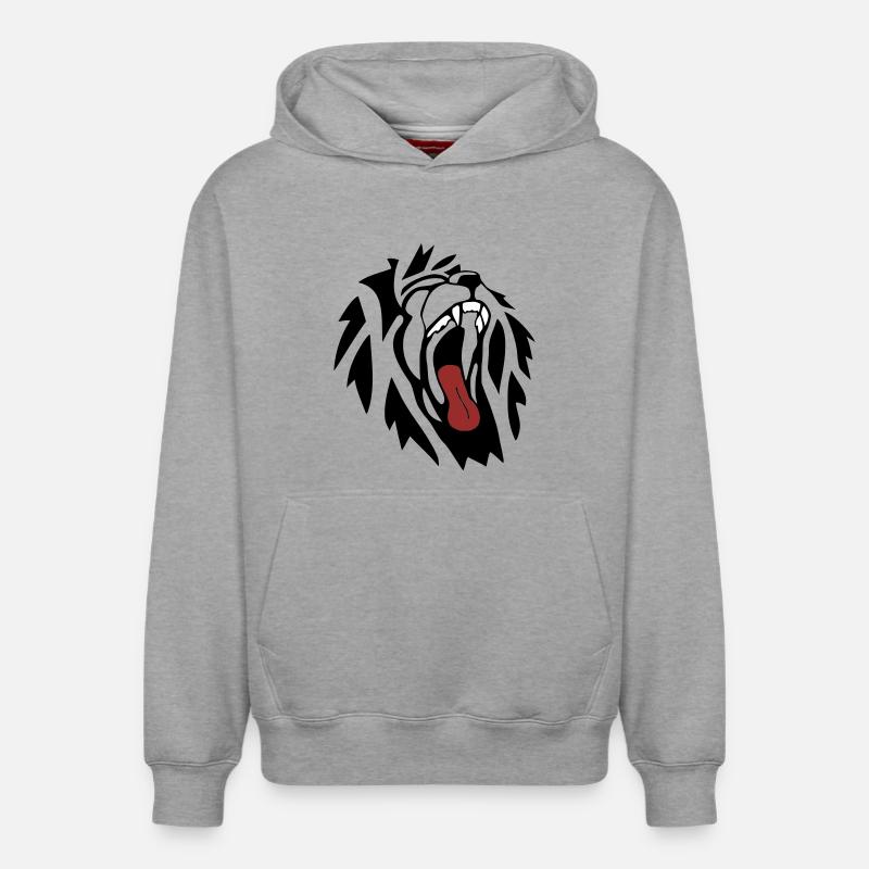 Lion - Sweat à capuche unisexe décontracté en coton biologique – de SPREAD - gris chiné