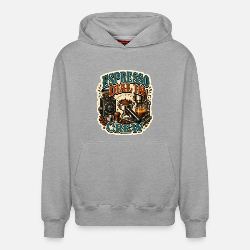 ÉQUIPE DE COMPOSITION À L’ESPRESSO - Sweat à capuche unisexe décontracté en coton biologique – de SPREAD - gris chiné