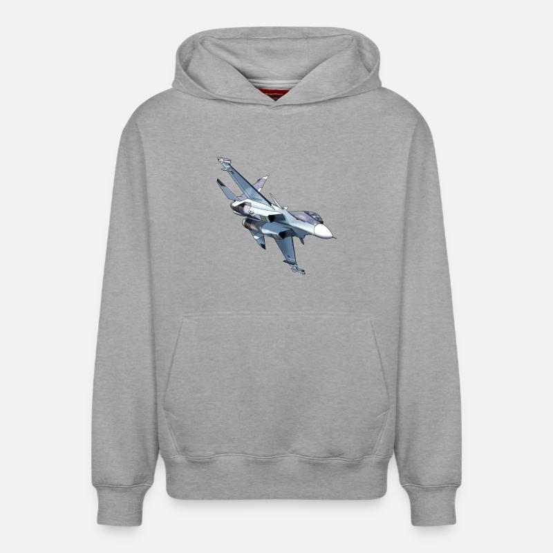 Su-30SM - Sweat à capuche unisexe décontracté en coton biologique – de SPREAD - gris chiné