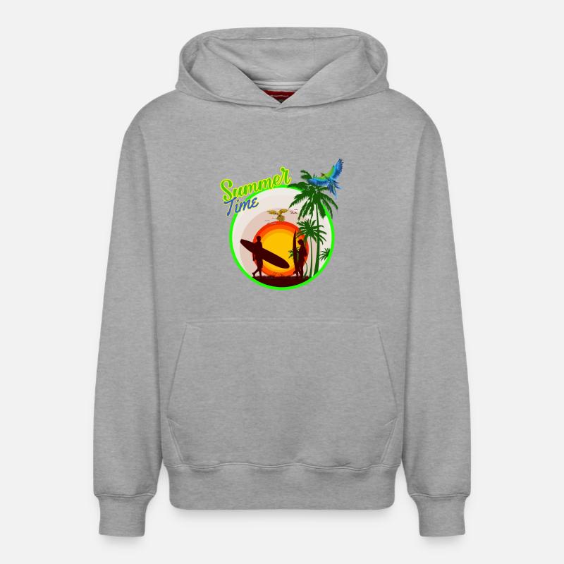 heure d'été - Sweat à capuche unisexe décontracté en coton biologique – de SPREAD - gris chiné